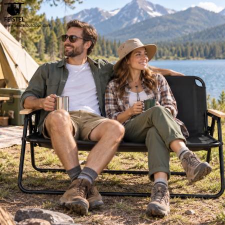 Outdoor-Campingstuhl für Paare für 2 Personen – klappbare 2-Sitzer-Camping-Loveseat, 7075-Aluminiumgestell, 600D Oxford, 250 kg Belastbarkeit 