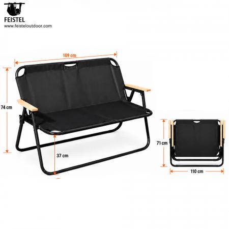 Outdoor-Campingstuhl für Paare für 2 Personen – klappbare 2-Sitzer-Camping-Loveseat, 7075-Aluminiumgestell, 600D Oxford, 250 kg Belastbarkeit 