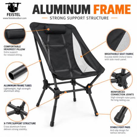 Faltbarer Campingstuhl mit Tragetasche – 1,55 kg Aluminium 