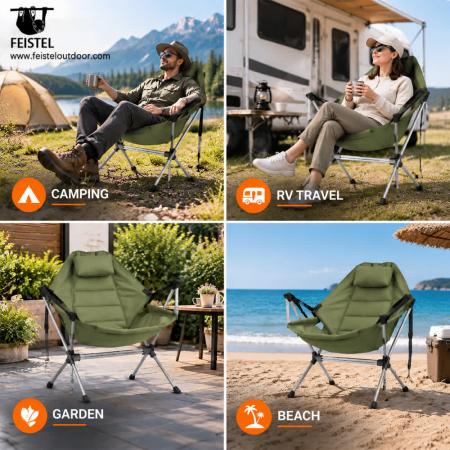 Klappbarer Camping-Schaukelstuhl – 7075 Aluminium Outdoor-Schaukelstuhl, 600D Polyester, 4 kg 