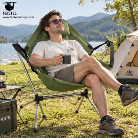 Klappbarer Camping-Schaukelstuhl – 7075 Aluminium Outdoor-Schaukelstuhl, 600D Polyester, 4 kg 