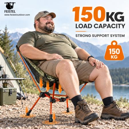 Leichter, klappbarer Campingstuhl – 7075 Aluminium, 600D 88T Oxford, 150 kg Tragkraft 