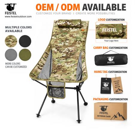 Leichter, faltbarer Campingstuhl mit hoher Rückenlehne und Kissen – 1,27 kg, 150 kg Belastbarkeit, 47 cm Sitzhöhe 