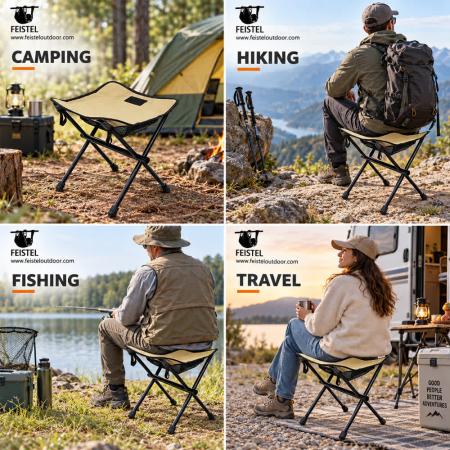 Mini-Falt-Campinghocker – 0,53 kg 7075 Aluminium-Dreibeinsitz, 31×10 cm kompaktes Packmaß 