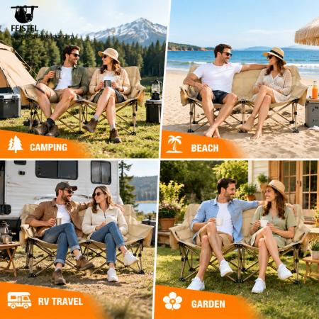 Faltbarer 2-Personen-Campingstuhl – 114 cm Doppel-Loveseat, 250 kg Belastbarkeit, 4,05 kg tragbares Design 