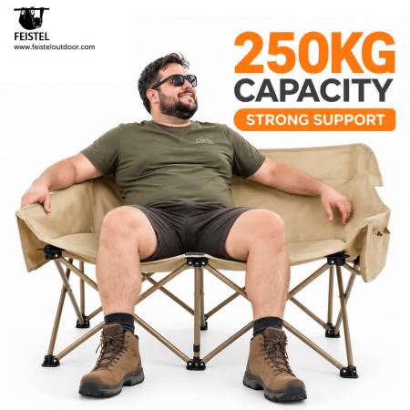 Faltbarer 2-Personen-Campingstuhl – 114 cm Doppel-Loveseat, 250 kg Belastbarkeit, 4,05 kg tragbares Design 