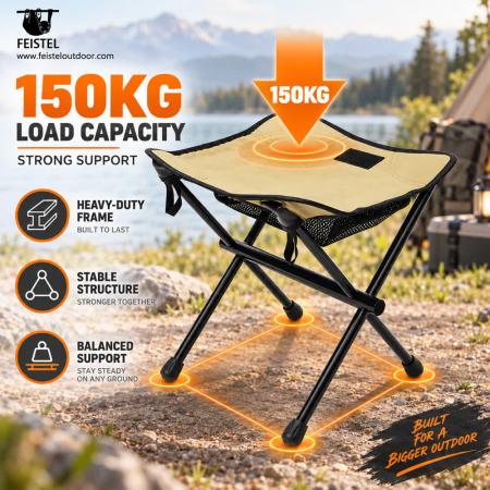 Mini-Falt-Campinghocker – 0,53 kg 7075 Aluminium-Dreibeinsitz, 31×10 cm kompaktes Packmaß 