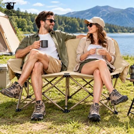 Faltbarer 2-Personen-Campingstuhl – 114 cm Doppel-Loveseat, 250 kg Belastbarkeit, 4,05 kg tragbares Design 