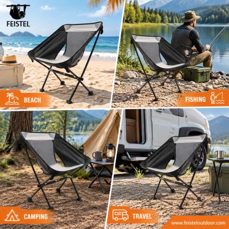 Faltbarer Outdoor-Campingstuhl – 1 kg 7075 Aluminiumrahmen, Nettrückenlehne & 40×14 cm Kompaktpackmaß 