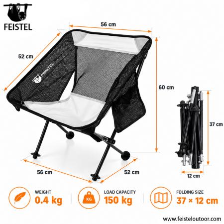 Faltbarer Outdoor-Campingstuhl – 1 kg 7075 Aluminiumrahmen, Nettrückenlehne & 40×14 cm Kompaktpackmaß 