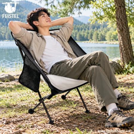 Faltbarer Outdoor-Campingstuhl – 1 kg 7075 Aluminiumrahmen, Nettrückenlehne & 40×14 cm Kompaktpackmaß 