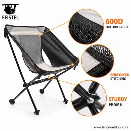 Faltbarer Outdoor-Campingstuhl – 1 kg 7075 Aluminiumrahmen, Nettrückenlehne & 40×14 cm Kompaktpackmaß 