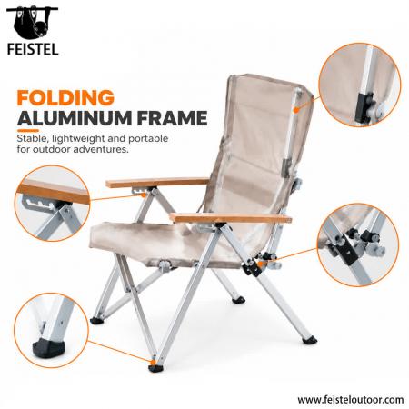 Campingstuhl mit verstellbarer Rückenlehne und klappbarem Aluminiumrahmen – Tragbarer Outdoor-Stuhl für Camping, Wandern und Reisen 