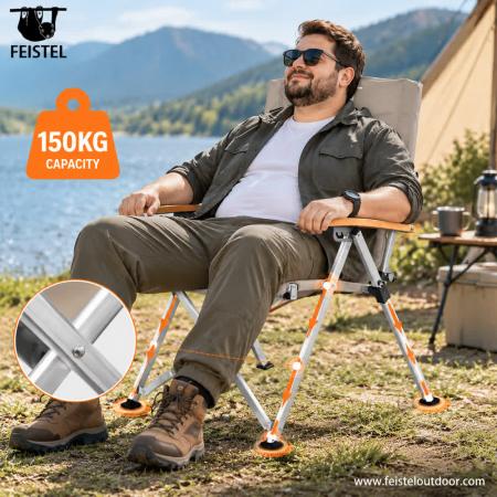 Campingstuhl mit verstellbarer Rückenlehne und klappbarem Aluminiumrahmen – Tragbarer Outdoor-Stuhl für Camping, Wandern und Reisen 