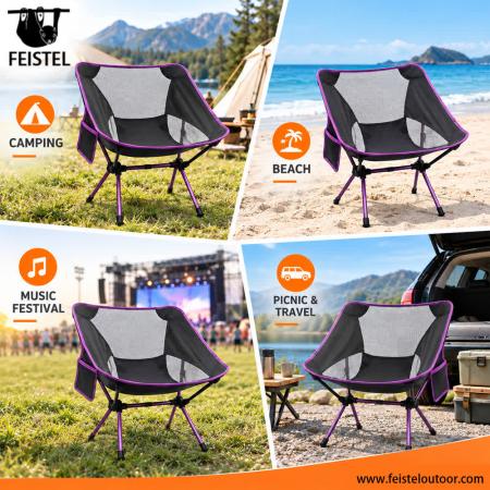Leichter Damen-Campingstuhl – 2,29 lb tragbarer klappbarer Strandstuhl, 7075 Aluminium, 120 kg Belastbarkeit 