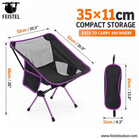 Leichter Damen-Campingstuhl – 2,29 lb tragbarer klappbarer Strandstuhl, 7075 Aluminium, 120 kg Belastbarkeit 