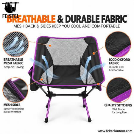 Leichter Damen-Campingstuhl – 2,29 lb tragbarer klappbarer Strandstuhl, 7075 Aluminium, 120 kg Belastbarkeit 