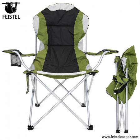 Großzügig geschnittener, klappbarer Campingstuhl mit Armlehnen – 104 cm hoher, tragbarer Outdoor-Stuhl, 150 kg Tragkraft 