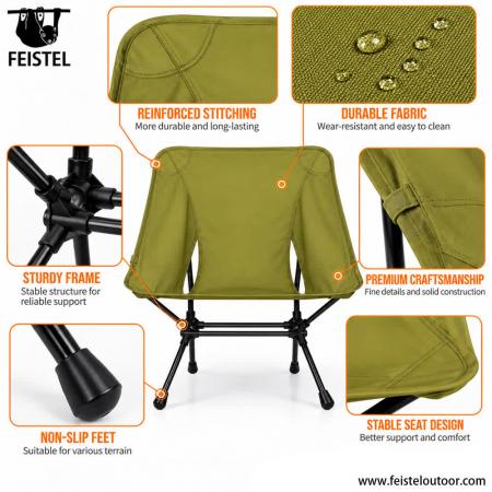 Ultraleichter Campingstuhl – 2,29 lbs kompakter, tragbarer Rucksackstuhl, 120 kg Tragkraft 