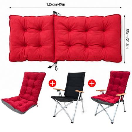 Plüsch Campingstuhl Kissenbezug – 55×125 cm durchgehend gepolsterter Sitz- und Rückenlehnenbezug 