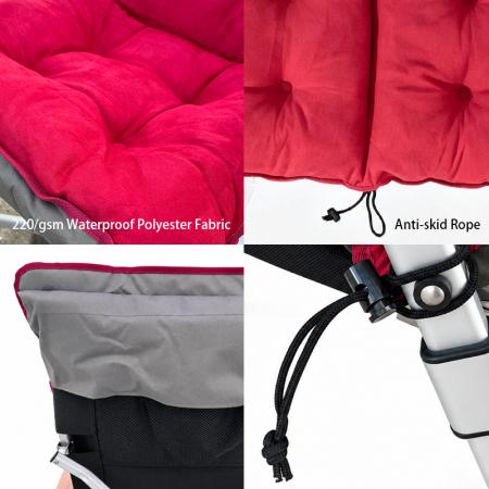 Plüsch Campingstuhl Kissenbezug – 55×125 cm durchgehend gepolsterter Sitz- und Rückenlehnenbezug 