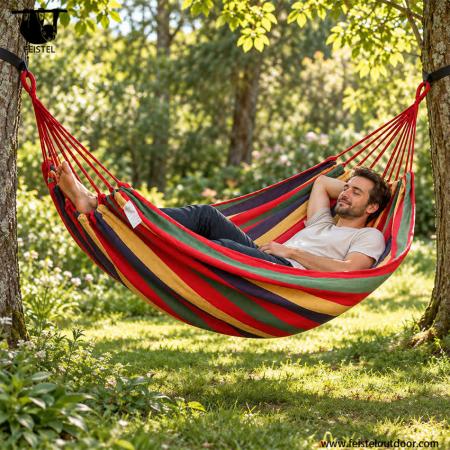 feisetel tragbare Camping-Hängematte aus Nylon mit Baumgurten für den Außenbereich 