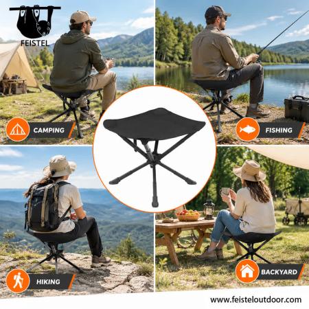 Großformatiger 3-Bein-Hocker – Großer, klappbarer Dreibein-Campinghocker mit 7075-Aluminiumgestell, 600D-Polyester-Netzsitz und 150 kg Tragkraft 