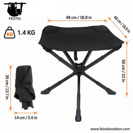 Großformatiger 3-Bein-Hocker – Großer, klappbarer Dreibein-Campinghocker mit 7075-Aluminiumgestell, 600D-Polyester-Netzsitz und 150 kg Tragkraft 