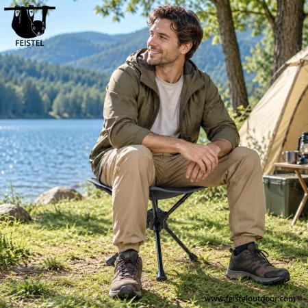 Leichte Hocker für das Camping – 0,57 kg klappbarer Reisehocker mit 7075-Aluminiumgestell, Sitzfläche aus 600D-Polyester-Mesh & 120 kg Belastbarkeit 