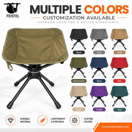 Robuster klappbarer Hocker – Drehbarer Outdoor-Klapphocker mit 150 kg Belastbarkeit, 7075 Aluminiumgestell & Sitzfläche aus 600D Polyester-Mesh 
