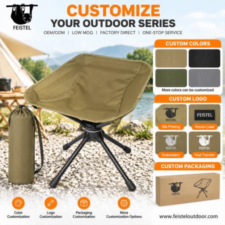 Robuster klappbarer Hocker – Drehbarer Outdoor-Klapphocker mit 150 kg Belastbarkeit, 7075 Aluminiumgestell & Sitzfläche aus 600D Polyester-Mesh 