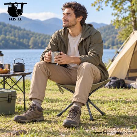 Robuster klappbarer Hocker – Drehbarer Outdoor-Klapphocker mit 150 kg Belastbarkeit, 7075 Aluminiumgestell & Sitzfläche aus 600D Polyester-Mesh 