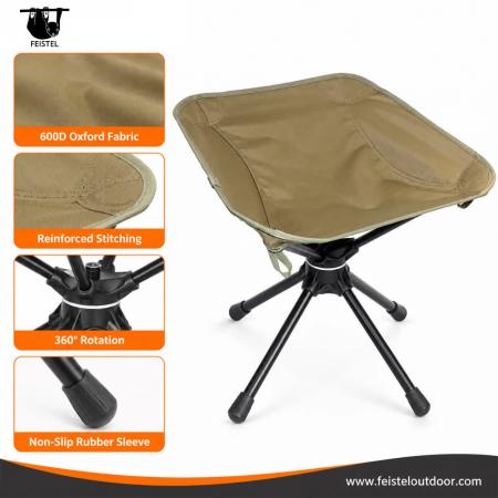 Robuster klappbarer Hocker – Drehbarer Outdoor-Klapphocker mit 150 kg Belastbarkeit, 7075 Aluminiumgestell & Sitzfläche aus 600D Polyester-Mesh 