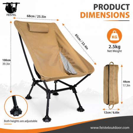 Über großem, faltbarem Campingstuhl – 150kg Tragkraft Leichter Mondstuhl mit 7075 Aluminiumrahmen, 600D Polyester-Mesh & Tragetasche 