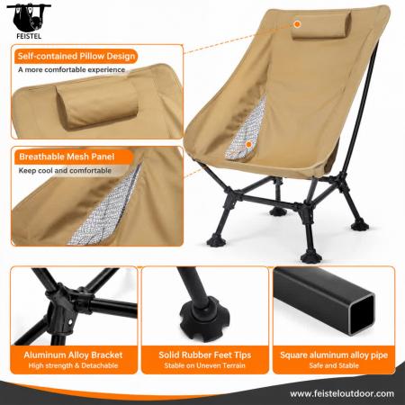 Über großem, faltbarem Campingstuhl – 150kg Tragkraft Leichter Mondstuhl mit 7075 Aluminiumrahmen, 600D Polyester-Mesh & Tragetasche 