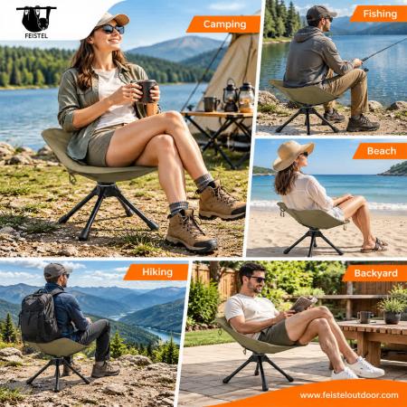 Robuster klappbarer Hocker – Drehbarer Outdoor-Klapphocker mit 150 kg Belastbarkeit, 7075 Aluminiumgestell & Sitzfläche aus 600D Polyester-Mesh 