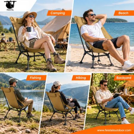 Über großem, faltbarem Campingstuhl – 150kg Tragkraft Leichter Mondstuhl mit 7075 Aluminiumrahmen, 600D Polyester-Mesh & Tragetasche 