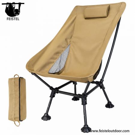 Über großem, faltbarem Campingstuhl – 150kg Tragkraft Leichter Mondstuhl mit 7075 Aluminiumrahmen, 600D Polyester-Mesh & Tragetasche 