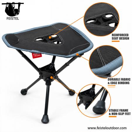 Leichte Hocker für das Camping – 0,57 kg klappbarer Reisehocker mit 7075-Aluminiumgestell, Sitzfläche aus 600D-Polyester-Mesh & 120 kg Belastbarkeit 