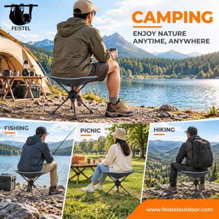 Leichte Hocker für das Camping – 0,57 kg klappbarer Reisehocker mit 7075-Aluminiumgestell, Sitzfläche aus 600D-Polyester-Mesh & 120 kg Belastbarkeit 