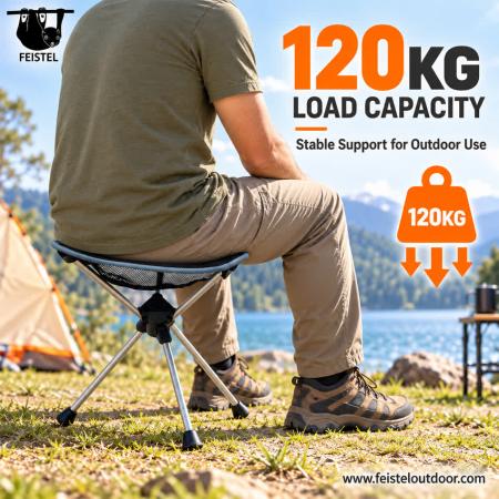 Leichter Campinghocker – 0,65 kg Mini-Klappdreibein-Campsitz mit 7075-Aluminiumgestell, Sitzfläche aus Oxford-Gewebe & Tragetasche 