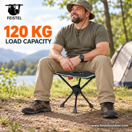 Leichte Hocker für das Camping – 0,57 kg klappbarer Reisehocker mit 7075-Aluminiumgestell, Sitzfläche aus 600D-Polyester-Mesh & 120 kg Belastbarkeit 
