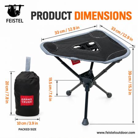 Leichte Hocker für das Camping – 0,57 kg klappbarer Reisehocker mit 7075-Aluminiumgestell, Sitzfläche aus 600D-Polyester-Mesh & 120 kg Belastbarkeit 